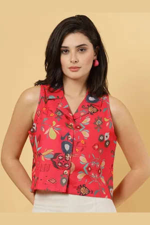 RAASSIO Print Crepe Shirt Style Top