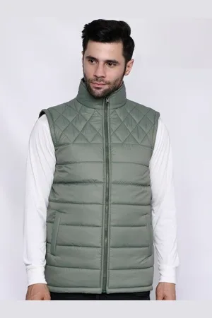 Mark Men Mock Collar Solid Casual Padded Reversible Jacket