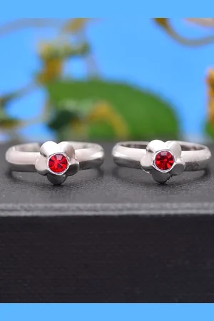 Abhooshan 92.5 Sterling Silver Crystal-Studded Adjustable Toe Rings