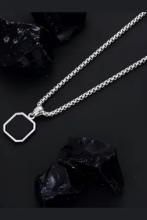 KARISHMA KREATIONS Unisex Silver Plated Stainless Steel Pendants with Chains