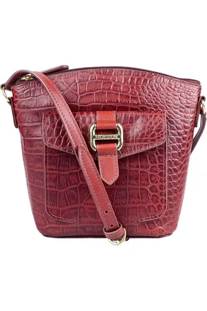 Hidesign Maroon Textured Leather Sling Bag
