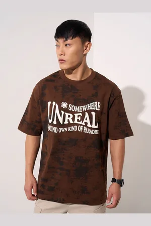 PEOPLE Men Typography Printed Round Neck Cotton Relaxed Fit T-shirt