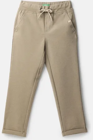 Benetton Boys Beige Mid Rise Regular Fit Cotton Trousers