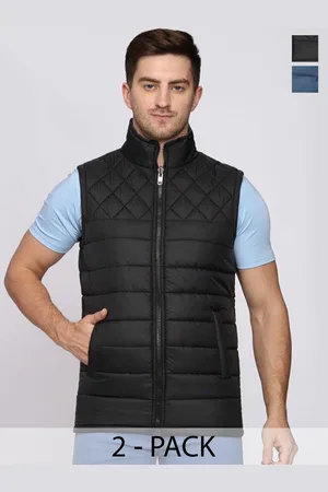 Mark Men Mock Collar Solid Casual Reversible Padded Jacket