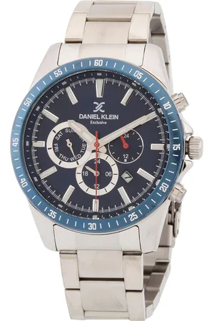 Daniel Klein Men Blue Dial & Silver Toned Stainless Steel Analogue Watch DK.1.12594-2