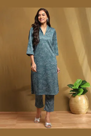 Biba Women Floral Printed Regular Kurta with Trousers