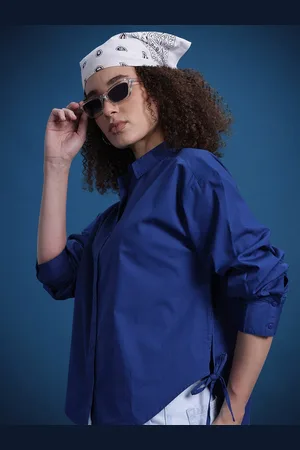 Roadster The Lifestyle Co. Solid Pure Cotton Casual Shirt with Tie Up Detail