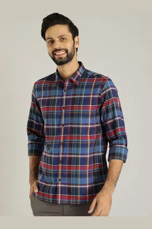 Indian Terrain Men Slim Fit Tartan Checks Opaque Checked Casual Shirt