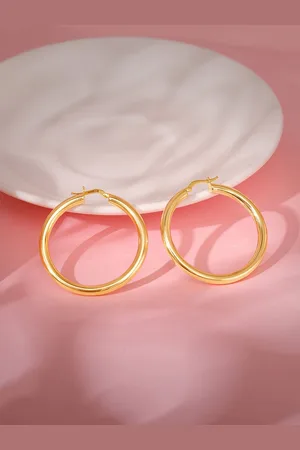 GIVA 925 Silver Gold-Plated Contemporary Hoop Earrings