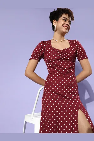 Berrylush Women Gorgeous Red Polka Dotted Dress