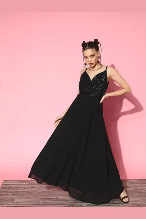 Berrylush Embellished Print Net Maxi Dress