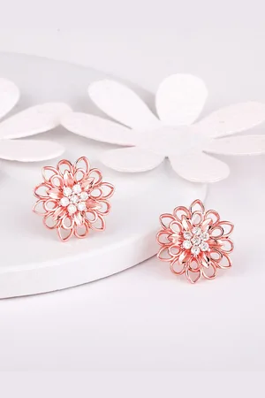GIVA Rose Gold-Plated 925 Sterling Silver Zircon-Studded Floral Studs Earrings