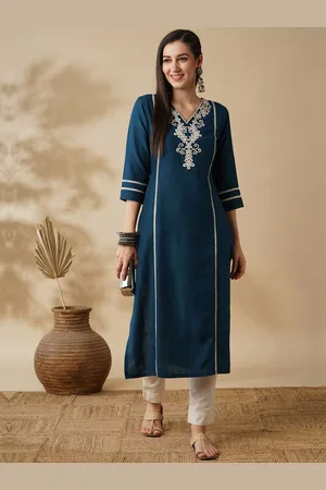 Globus Floral Yoke Design Straight Kurta