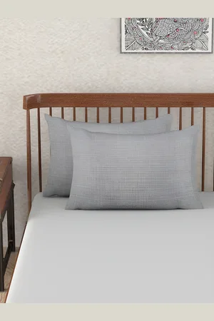 Fabindia Grey 2 Pieces Solid Pure Cotton Rectangle Pillow Covers