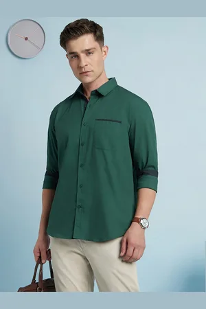 Dennis Lingo Men Solid Spread Collar Full Sleeves Regular Fit Shirt