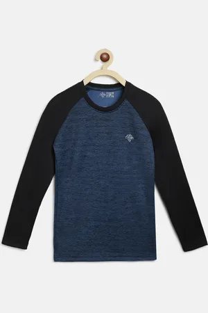 Chimprala Girls Navy Blue & Black Colourblocked Sports T-shirt