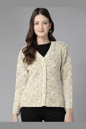 Cayman Women Self Design Woollen Cardigan