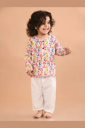 LIL PITAARA Kids Printed Pure Cotton Top with Pyjamas