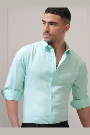 LocoMotive Luxe Men Marine Jacquard Textured Occasion Slim Fit Shirt