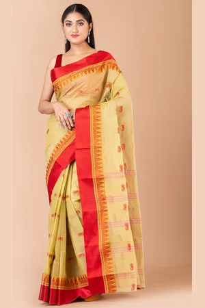 Laa Calcutta Ethnic Motif Pure Cotton Taant Zari Saree