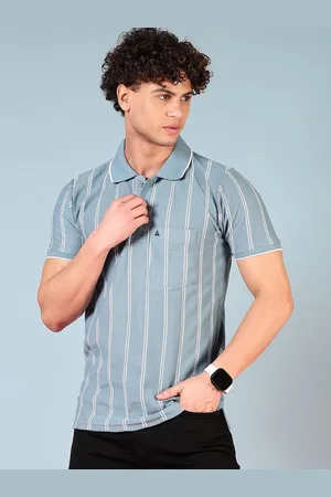 V-Mart Men Striped Polo Collar Cotton Slim Fit T-shirt