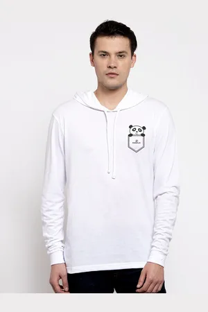 Friskers Men White Panda Pocket Printed T-shirt