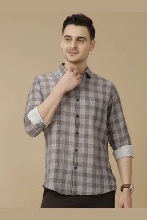 Linen Club Men Contemporary Slim Fit Opaque Checked Casual Shirt