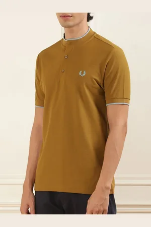 Fred Perry Men Mandarin Collar Solid T-shirt