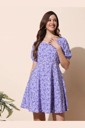 Moda Rapido Women Floral Printed Puff Sleeves Fit & Flare Dress