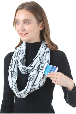 JC Collection Women White & Blue Printed Scarf