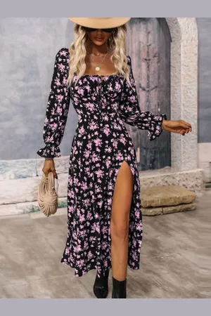 HERE&NOW Floral Print Off-Shoulder Maxi Dress