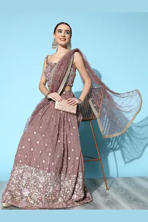 Chhabra 555 Mauve & Gold-Toned Embroidered Sequinned Lehenga & Blouse With Dupatta