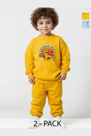 Minicult Kids Pack Of 2 Simba Graphic Printed Pure Cotton Sweatshirt With Pyjamas