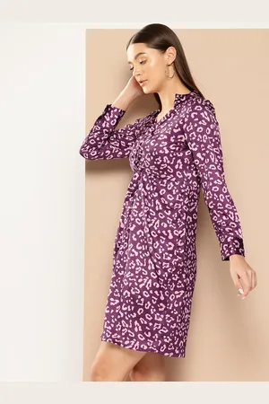 Chemistry Animal Print Satin Finish Shirt Dress