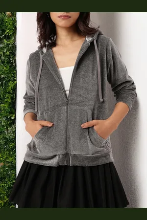 DressBerry Urban Street Velvet Finish Hooded Sweatshirt