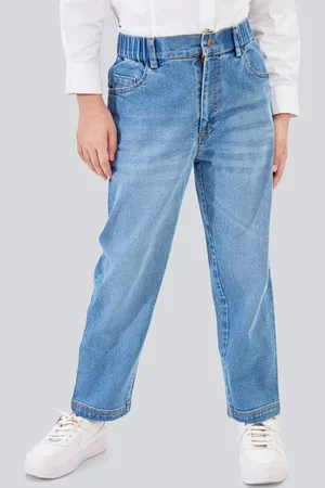 OLELÉ Girls Elasticated Waist Cotton Denim Stretchable Jeans Pant