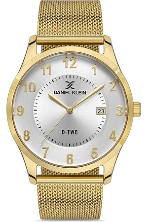 Daniel Klein D-Two Men Silver-Toned Dial & Gold Toned Straps Analogue Watch DK.1.13309-2