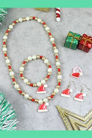 asthetika Girls Beaded Christmas Jewellery Set