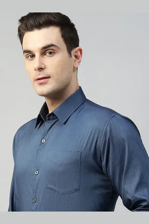HANCOCK Men Self Design Wrinkle Ressistant Stretchable Slim Fit Formal Shirt