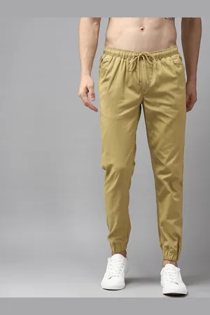 Roadster Men Olive Green Solid Joggers