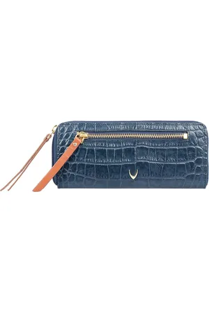 Hidesign Women Blue Textured EE JUPITER W2 Leather Zip Around Wallet