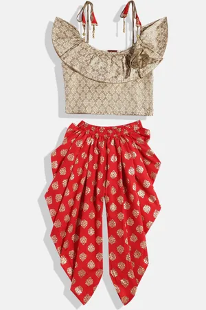Twisha Girls Embellished Top With Dhoti Pants