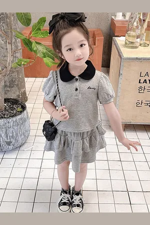 LULU & SKY Girls Shirt Collar T-shirt with Skirt