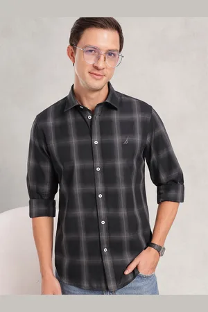 Nautica Men Premium Slim Fit Checked Pure Cotton Casual Shirt