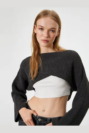 Koton Women Ribbed Crop Pullover Sweaters