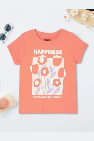 Max Collection Girls Graphic Printed Round Neck Cotton T-shirt