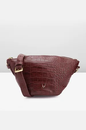 Hidesign Croc Textured Leather Structured Shoulder Bag