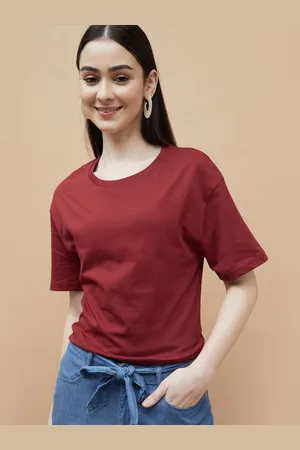 Lifestyle Women Solid Round Neck Cotton T-shirt