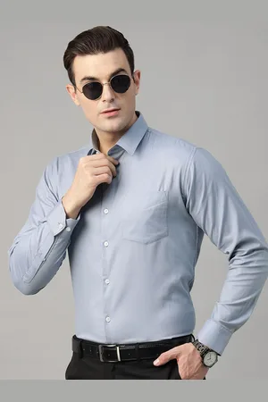 HANCOCK Men Standard Slim Fit Opaque Pure Cotton Twill Weave Formal Shirt