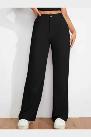 Broadstar Women High-Rise Smart Wide Leg Regular Trousers